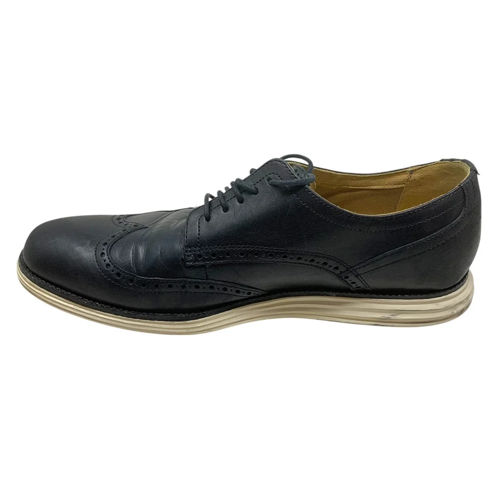 Cole Haan Grand OS Black Leather Wingtip Brogue Oxfords Mens Sz 12 Shoes C24089